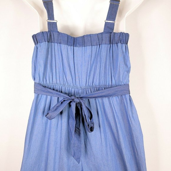 NEW ModCloth Chambray Cotton Jumpsuit Pockets - Picture 5 of 8